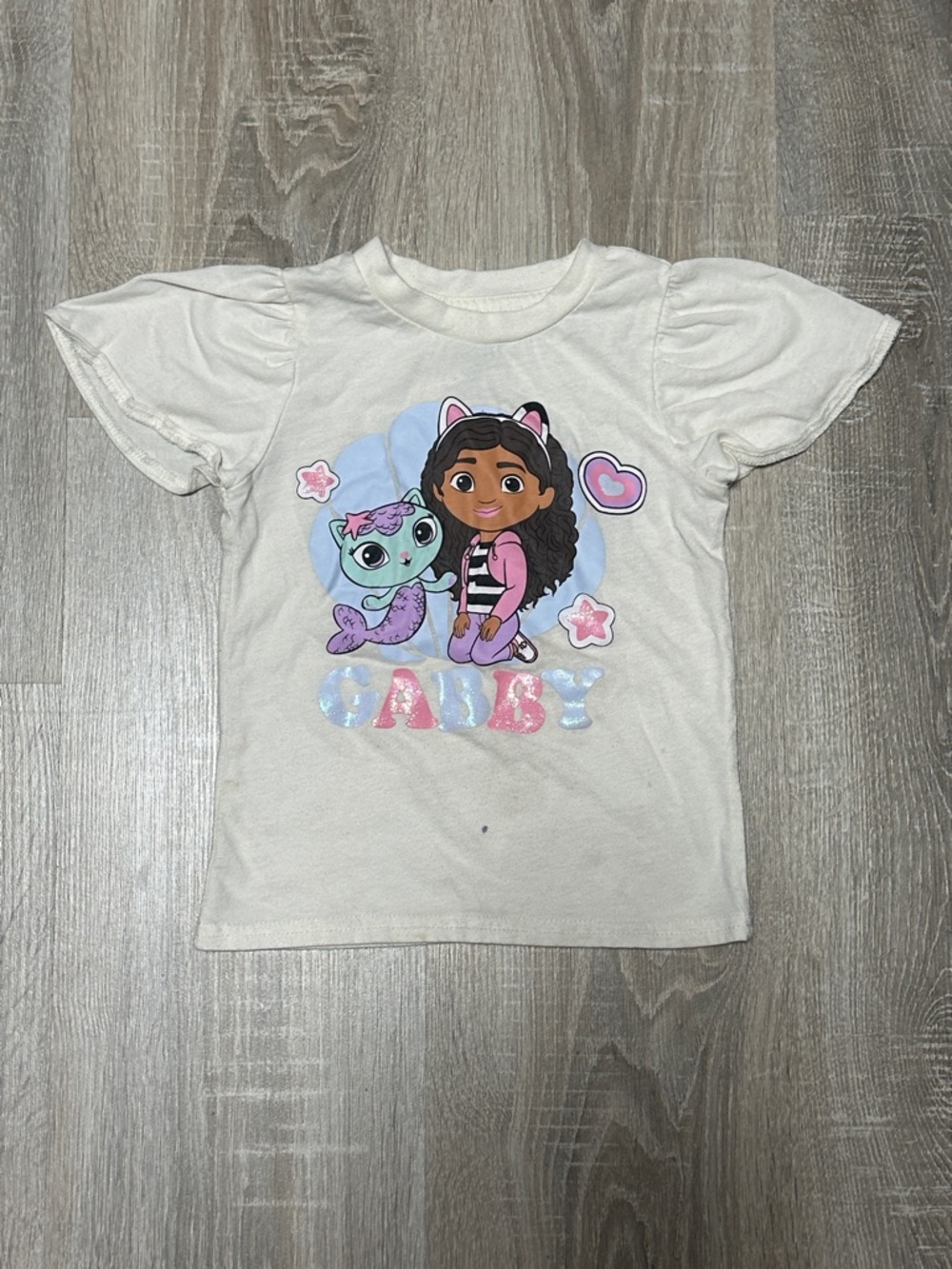 Girls Gabbys Dollhouse Cream Tee with Cute Character Graphic